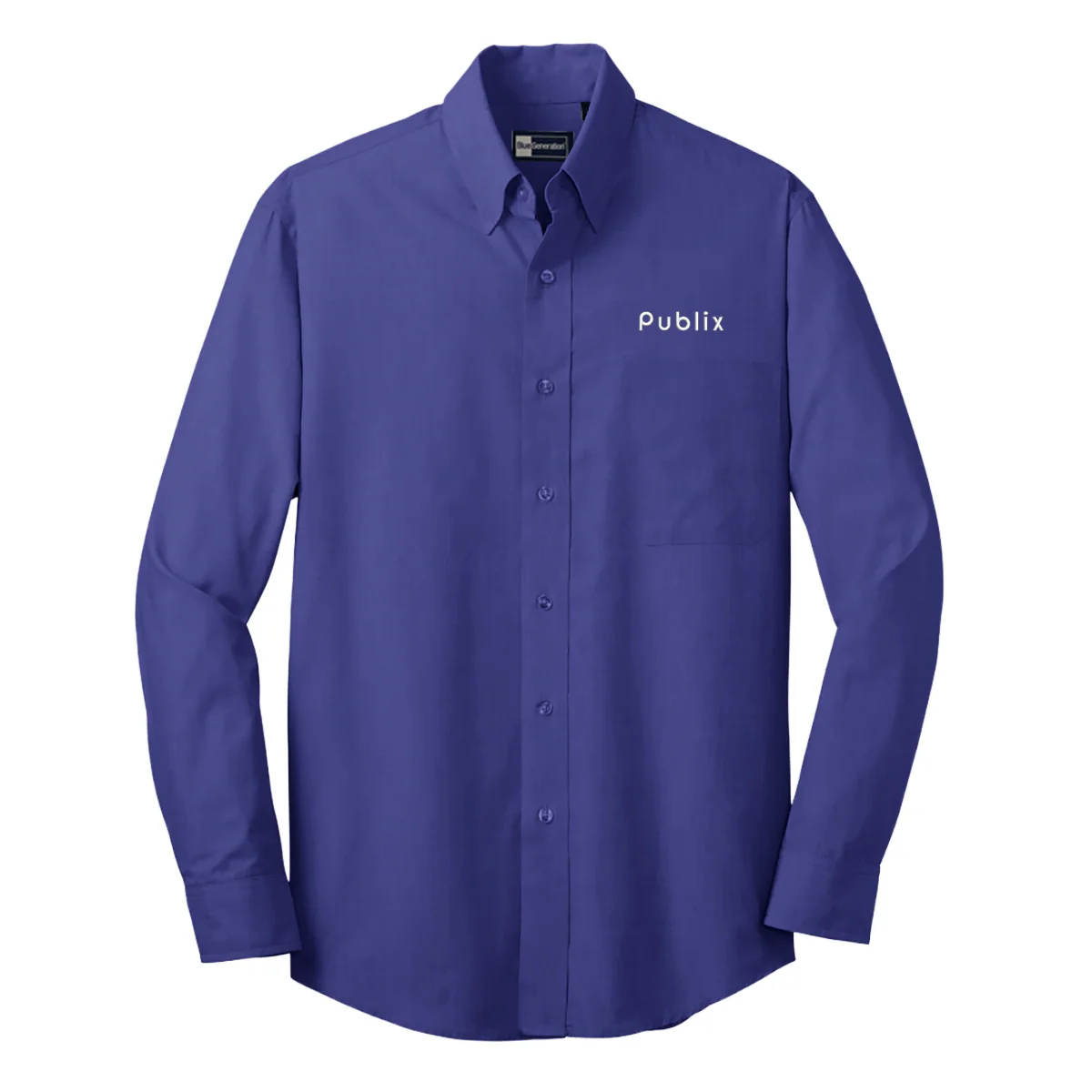 Blue Generation Men's Long Sleeve French Blue  Crossweave Shirt